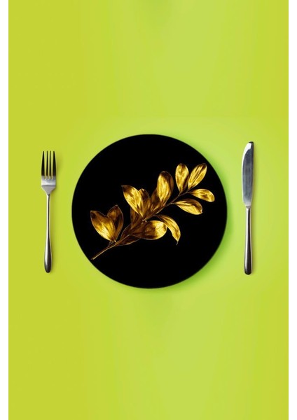 Çap 27 Siyah Tek Buğday Desenli Cam Sunumluk Amerikan Servis Supla