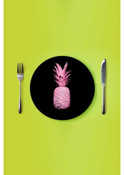 Çap 27 Siyah Ananas Desenli Cam Sunumluk Amerikan Servis Supla