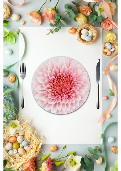 Çap 27 Kasımpatı Desenli Cam Sunumluk Amerikan Servis Supla