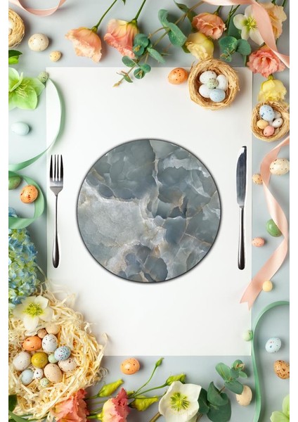 Çap 27 Italyan Mermer Desenli Cam Sunumluk Amerikan Servis Supla