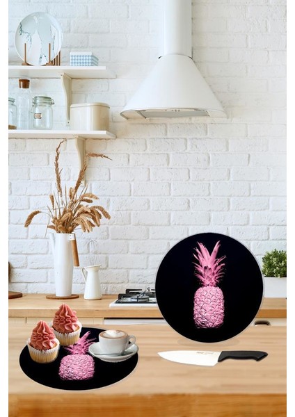 Çap 27 Siyah Ananas Desenli Cam Sunumluk Amerikan Servis Supla