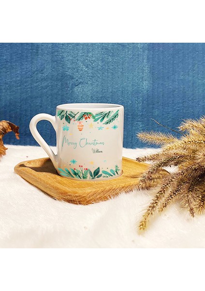Kişiye Özel Isimli Yeni Yıl Merry Christmas Baskılı Bambu Kahve Fincanı 1457