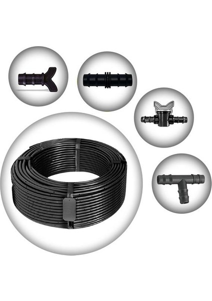 16MM Damlama Borusu 25CM Delikli 400 M 2 Litre Damlama Borusu ve Malzemeleri Hazır Paket