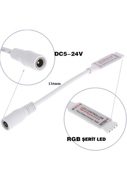 Zauss Ir Uzaktan Kumandalı Şerit LED Dimmer LED Işık Kontrolü 12V/24