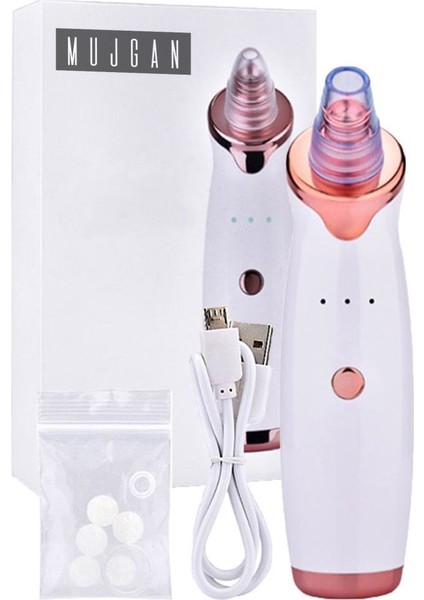 5 Başlıklı Cilt Temizleme Vakum Aleti Multifunctional Cleaning Instrument Kırmızı-Beyaz Detaylı Mujgan