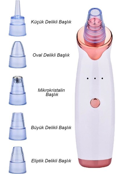 5 Başlıklı Cilt Temizleme Vakum Aleti Multifunctional Cleaning Instrument Kırmızı-Beyaz Detaylı Mujgan