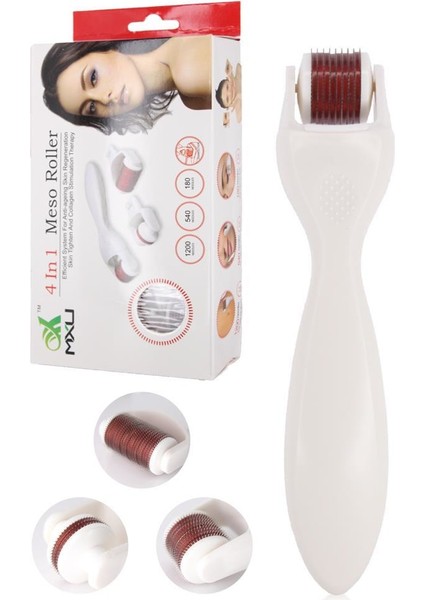 Meso Roller 3 Başlıklı Titanyum Uçlu Cilt Yenileme Masaj Aleti