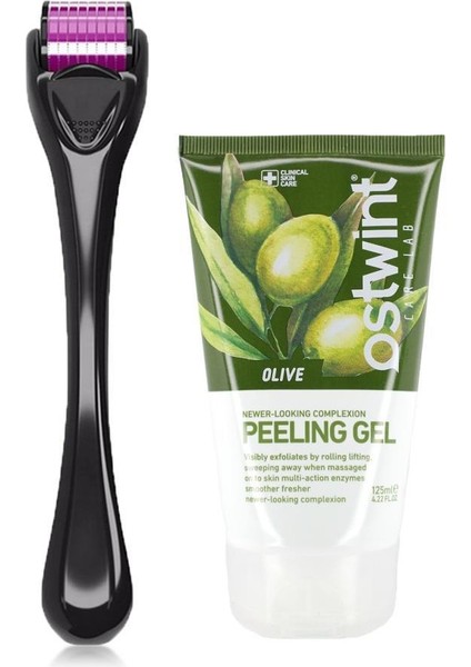 Dermaroller Titanyum 540 Iğneli 0.5 mm + Ostwint Zeytinyağı Peeling Jel 125 ml