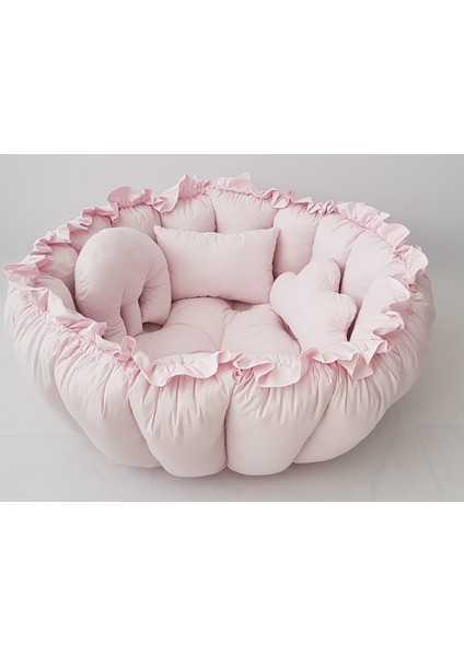 Babynest Dünyası Toz Pembe Yuvarlak Babynest Uyku ve Oyun Minderi