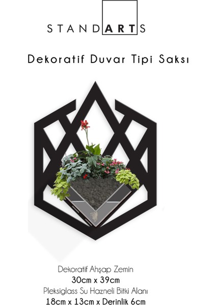 Duvar Tipi Ahşap Dekoratif Saksı