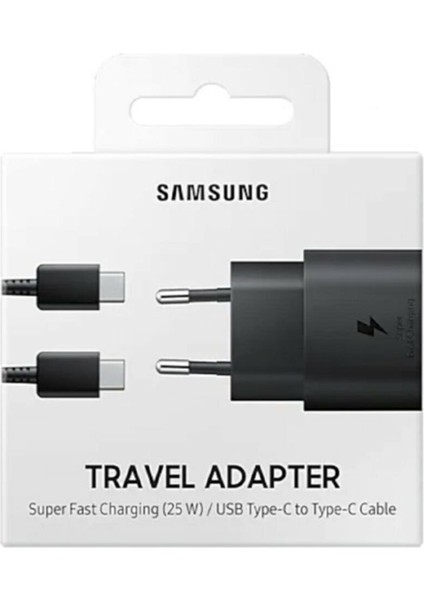 Samsung Galaxy Fold TA800 25W Şarj Başlığı ve Type-C To Type-C 1m Siyah Kablo
