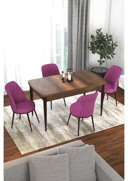 Concept Via Barok Açılabilir Mutfak Masası, Yemek Masası Masa + 4 Mor Sandalye fiyatları