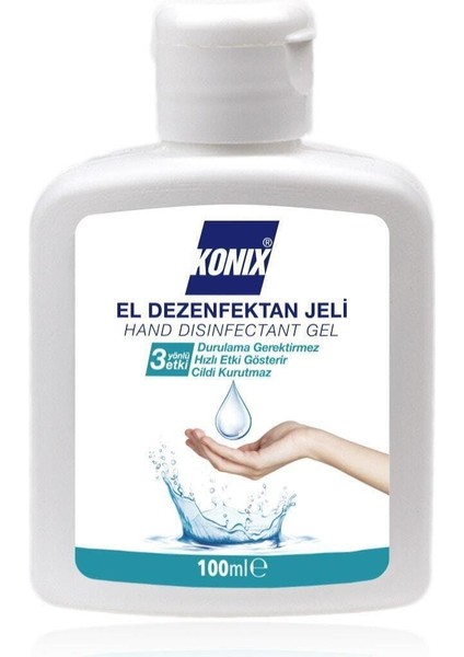 10 Adet Konix 100 Ml Antibakteryal El Ve Cilt Dezenfektan Jel Hand Sanitizer