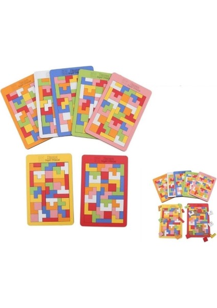 43 Parça Toys Ahşap Eğitici Geliştirici Oyuncak Blok Tetris Zeka Oyunu