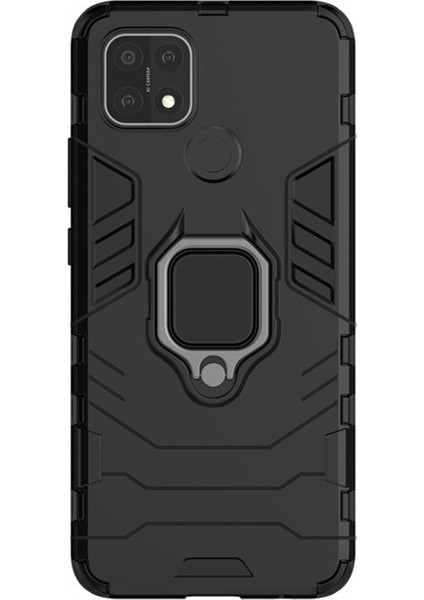 Oppo A15S Batman Serisi Yüzük Standlı Armor Kılıf - Siyah