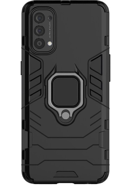 Oppo Reno 4 4g Batman Serisi Yüzük Standlı Armor Kılıf - Siyah