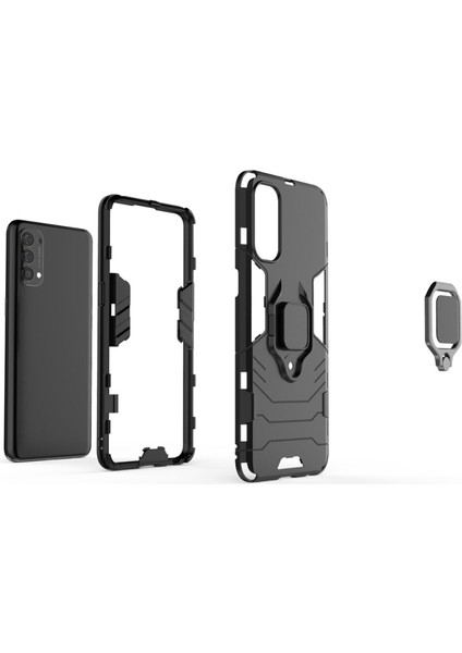 Oppo Reno 4 4g Batman Serisi Yüzük Standlı Armor Kılıf - Siyah fırsatları