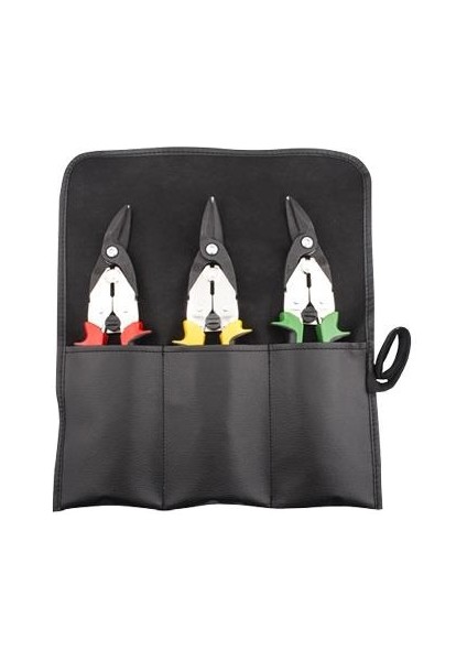 J04-R03 3 Parça Mafsallı Sac Makası Takımı (Deri Çantalı)