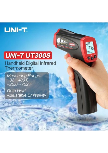 Unı-T UT300S Infrared Lazer Termometre Kızılötesi Temassız Sıcaklık Ölçer 153*108*40MM