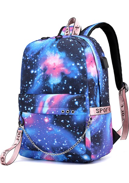 Unisex USB Şarjlı Kamp Dağcılık Sırt Çantası-Mor (Yurt Dışından)