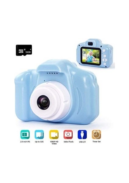 Blue Inter Blueinter Mini 1080P Çocuklar Için Dijital Fotoğraf Makinesi Son Versiyon