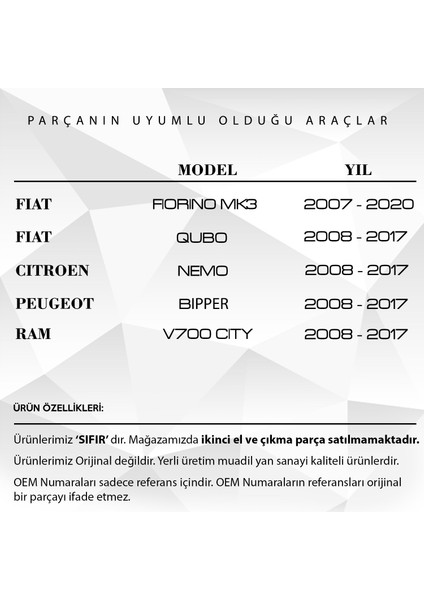 Fiorino Için Bagaj Kapı Içten Açma Teli Sağ