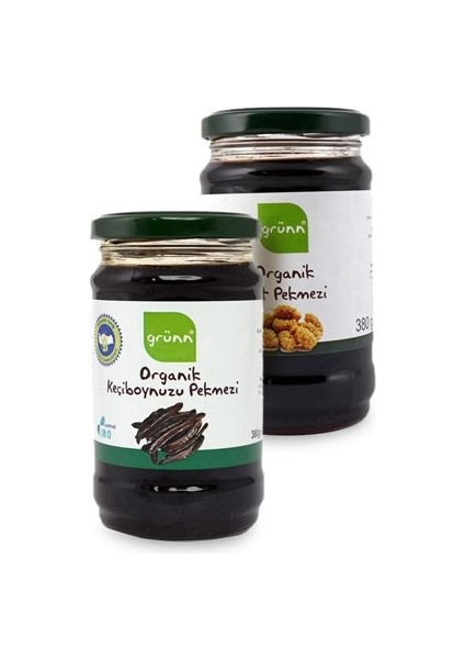 Organik Dut Pekmezi 380 gr + Organik Keçiboynuzu Pekmezi 380 gr