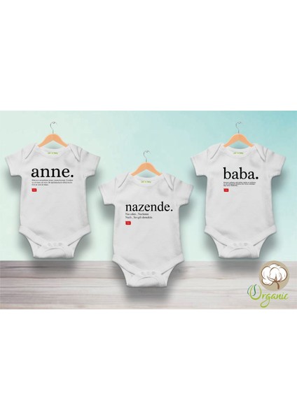 Unisex Bebek Beyaz Anne - Baba - Nazende 3'lü Zıbın Seti