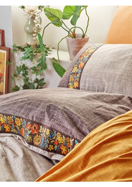 Folk Art Çift Kişilik Nevresim Takımı Vizon modelleri