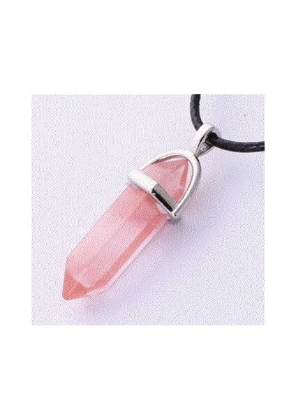 Kuvars Kristal Kolye Exquisite Stone Altıgen Sütun Siyah Suni Deri Kordon fiyatları