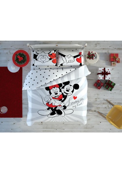 Lisanslı Disney Sevgililer Günü Minnie Mickey Love Day Glow Çift Kişilik Nevresim Takımı