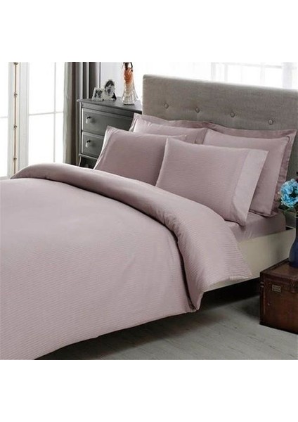 Çift Kişilik Premium Basic Stripe Saten Nevresim Takımı Lila fiyatları