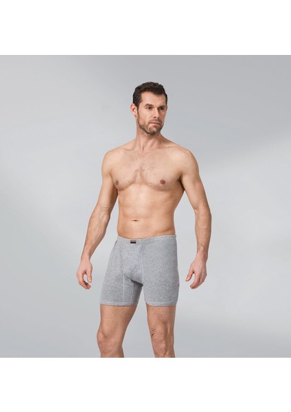 Gri Renk Ribana Paçalı Boxer