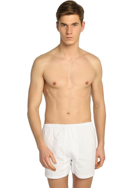 6 Adet Beyaz Renk Paçalı Boxer