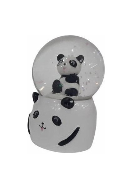 Mini Cam Küre Işıklı Panda Motifli Kar Küresi