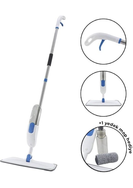 Water Sprey Mop Deterjan Hazneli Temizlik Seti + 2 Microfiber Bez