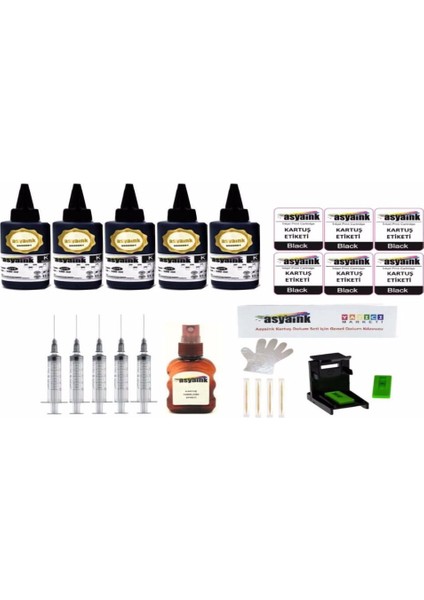 PG-540 Uyumlu Siyah Kartuş Dolum Seti 5*100ML