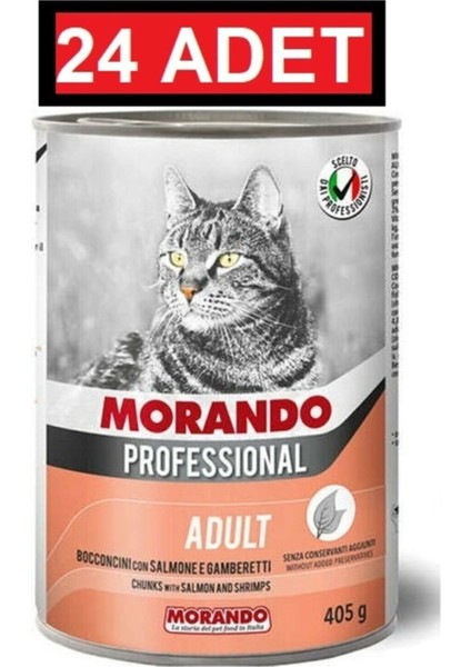 Parça Somon Etli ve Karides Kedi Konservesi 405 gr x 24