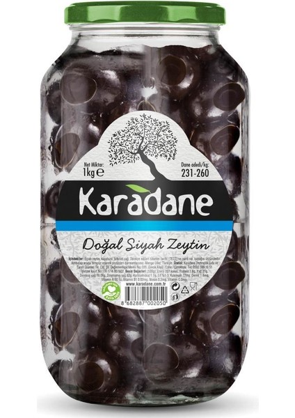 Doğal Siyah Zeytin 231 260 Kalibre 1 kg