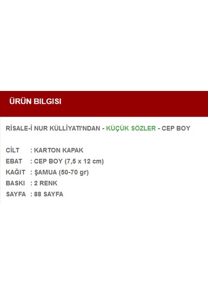 Küçük Sözler (Cep Boy) fiyatları