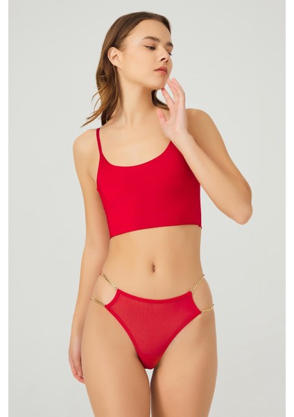 Kırmızı Tüllü Ayarlanabilir Lastikli Brezilya Külot modelleri