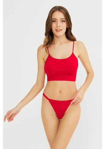 Kırmızı Tüy Kuyruklu Fantezi Kadın Yılbaşı String Külot fırsatları