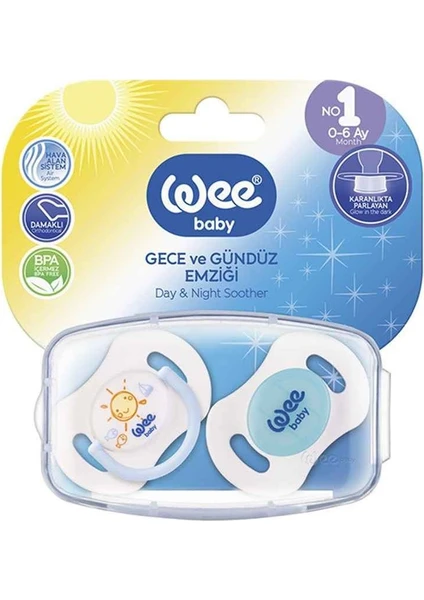 Wee Baby 2'li Gece/Gündüz Damaklı Emzik 0-6 Ay (Saklama Kabı Hediyeli)