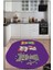 Cappio Sevimli Kedi Desenli Mor Oval Mutfak Halısı (Makine'de Yıkanabilir) 2