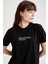 Relax Fit Slogan Baskılı Yırtmaçlı Kısa Kollu Tunik Tişört V5245AZ21AU 4