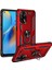 Oppo A74 4g Kılıf Çift Katmanlı Yüzüklü Manyetik Vega Kapak Kırmızı + Cam Ekran Koruyucu 1