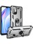 Xiaomi Redmi Note 10 5g Kılıf Çift Katmanlı Yüzüklü Manyetik Vega Kapak Gri + Tam Kaplayan 5d Cam Ekran Koruyucu 1