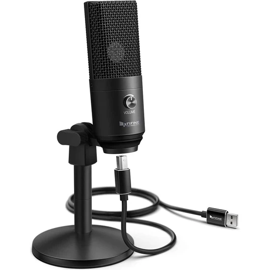 Fifine K670B USB Mikrofon - Yayıncı - Gamer - Bilgisayar - Podcast Mikrofonu (Siyah)