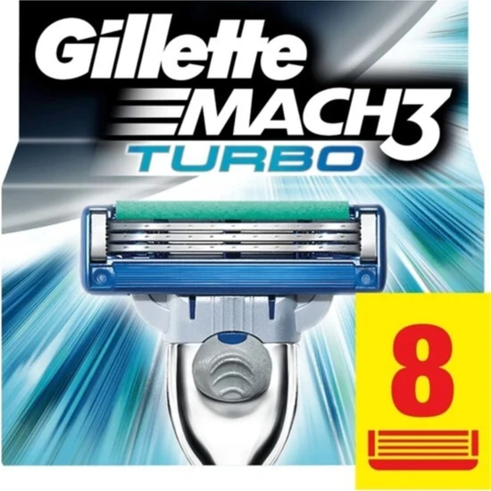 Gillette Mach 3 Turbo 8'Li Yedek Tıraş Bıçağı Karton Paket