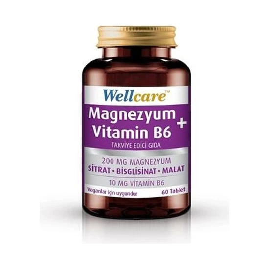 Wellcare Magnezyum+Vitamin B6 Takviye Edici Gıda 60 Tablet